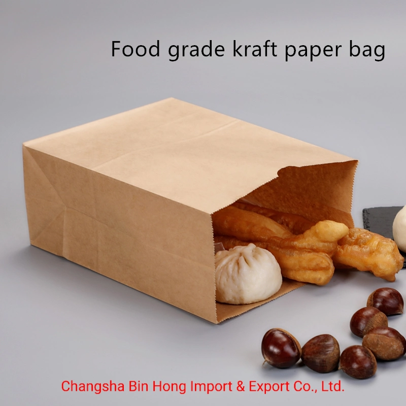 Sandwich Food Packaging Snack Food Sos Brown Kraft Paper Bags for Green Tea