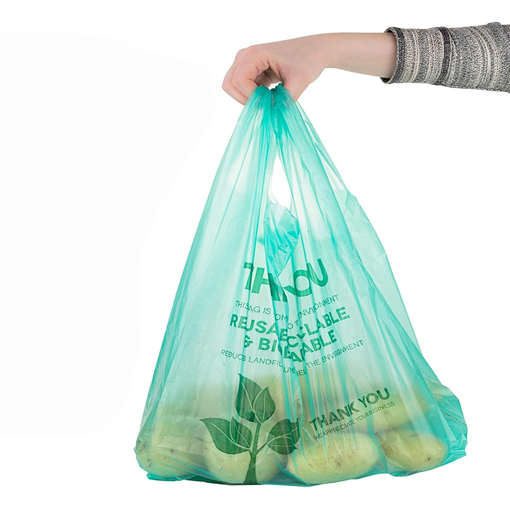 Eco Friendly No Plastic with Handle Starch Made Biodegradable Supermarket Carry Shopping Bags Design with Low Price