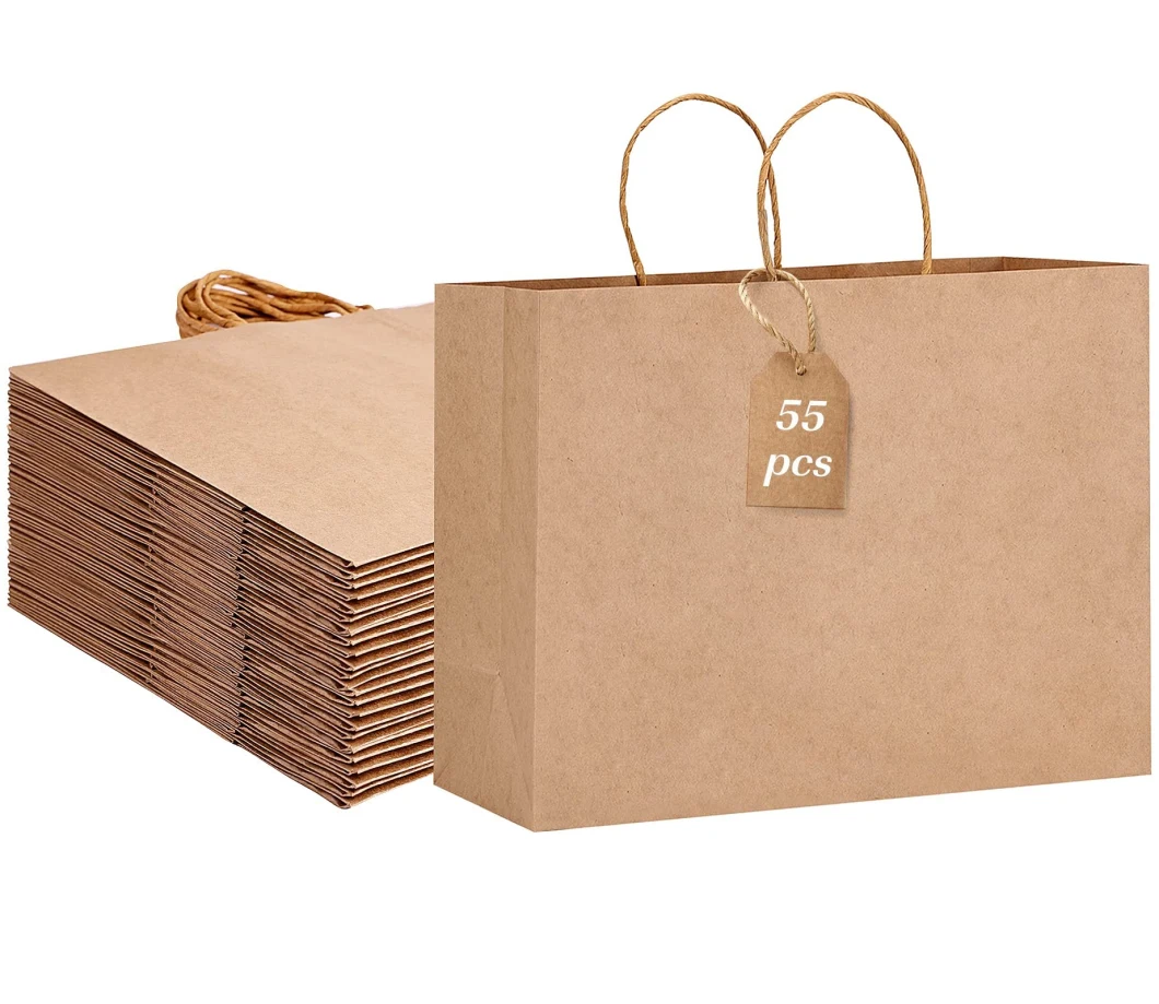 Recyclable Party Bags with Handles Kraft Paper Gift Bags Shop Booty Shopping Bags Women&prime;s No Zipper Fashion Wholesale