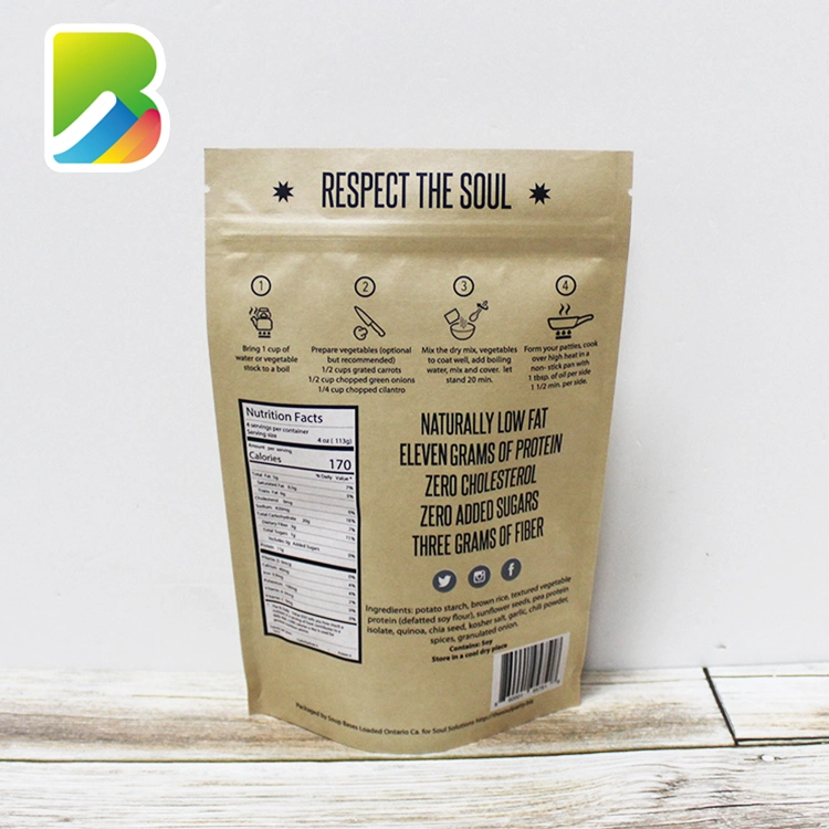 Brown Paper Laminated Bag with No Handle Carry Branded Logo Print Biodegradable Laminating Pouches Cheap Food Packaging