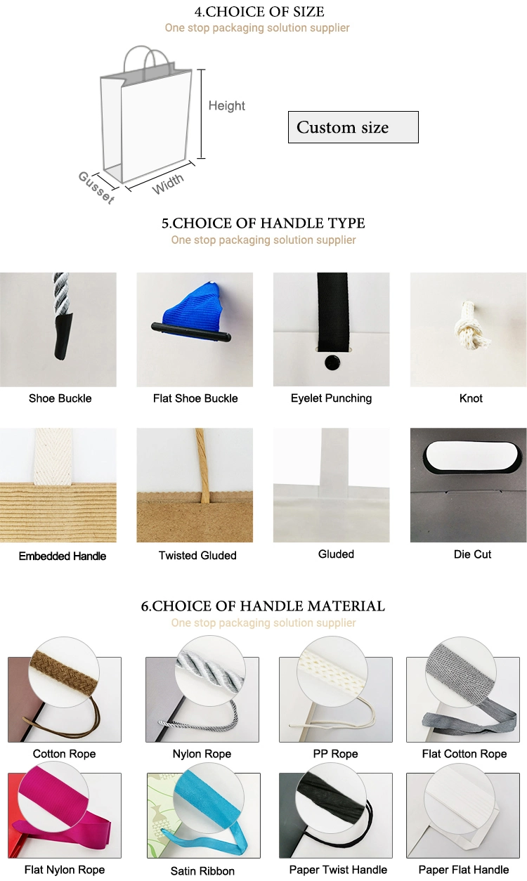 No Print Luxury Gloss Matte Lamination Paper Bag with Nylon Handle