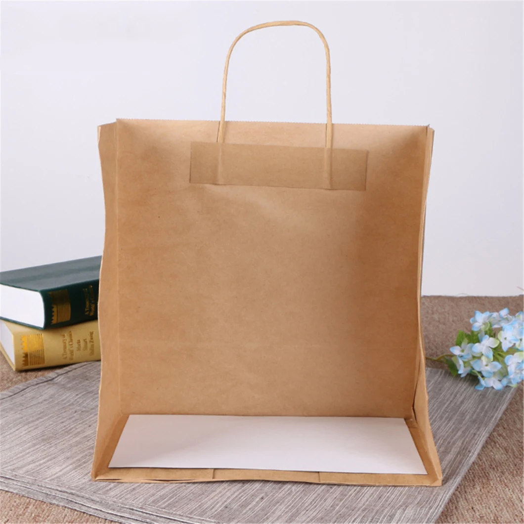 Paper Bag Packing White Brown Shopping Packaging Flat Handle Kraft Paper Bag for Clothing Shoes Grocery