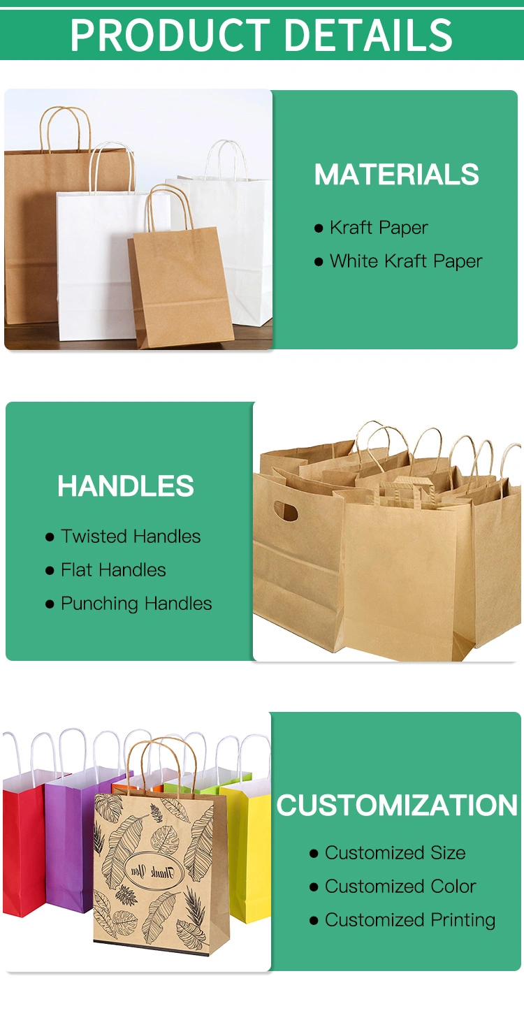 Hot Sale Bread Sandwich Flat Handle Kraft Paper Bag for Fast Food Take Away