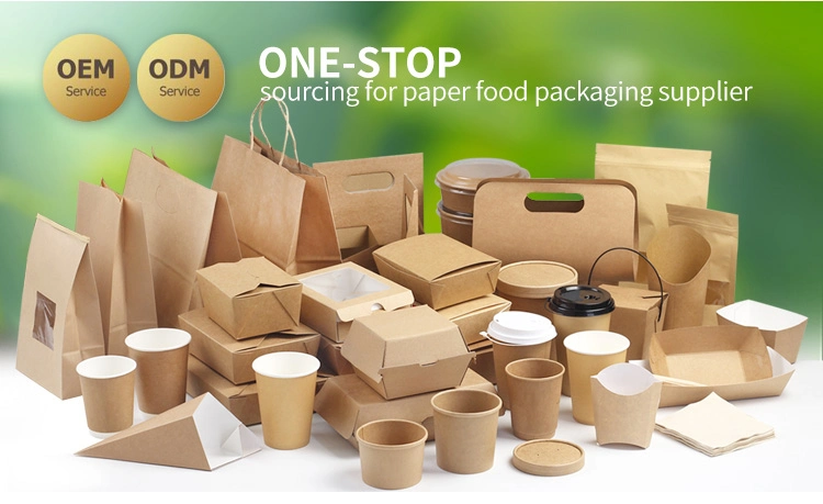 Food Gift Packaging Brown Paper Bags with Die Cut Handle