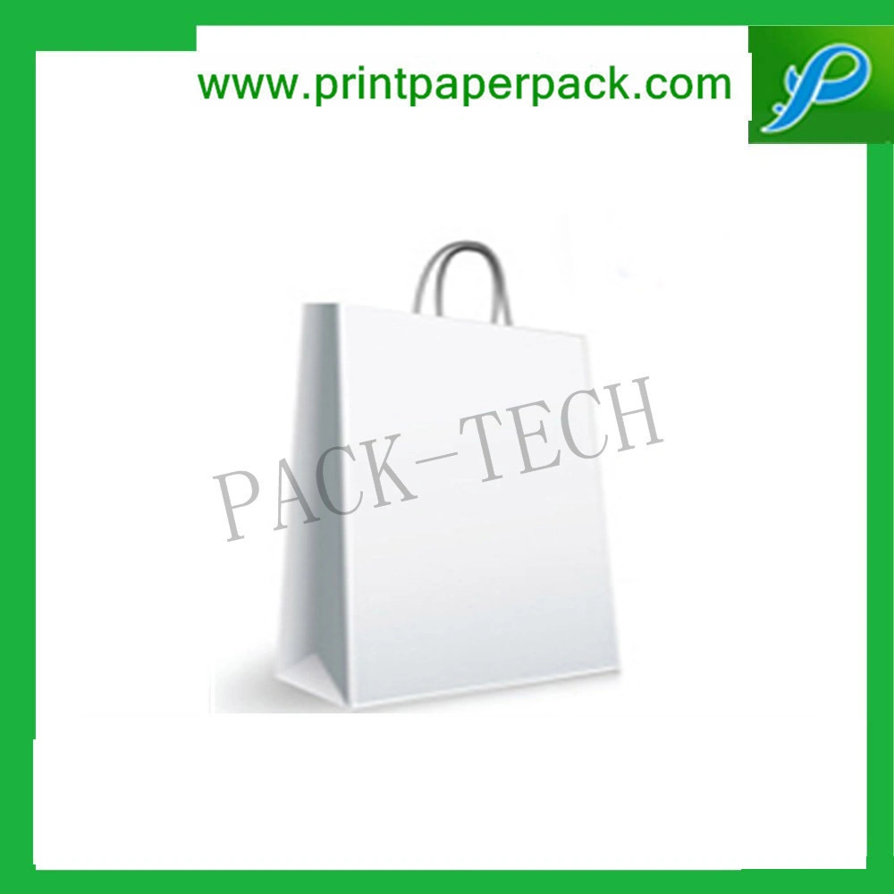 High Quanlity Solid Whole White Flat Handle Paper Carrier Bag