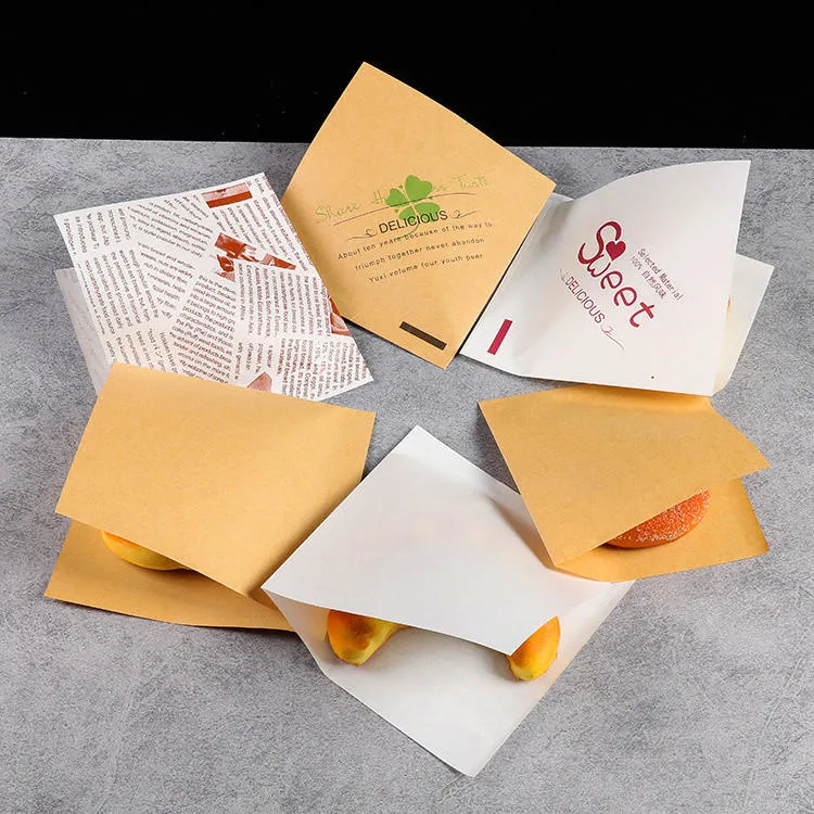 Factory Wholesale Custom Printed White Kraft Sos Paper Bag for Fast Food Take-out