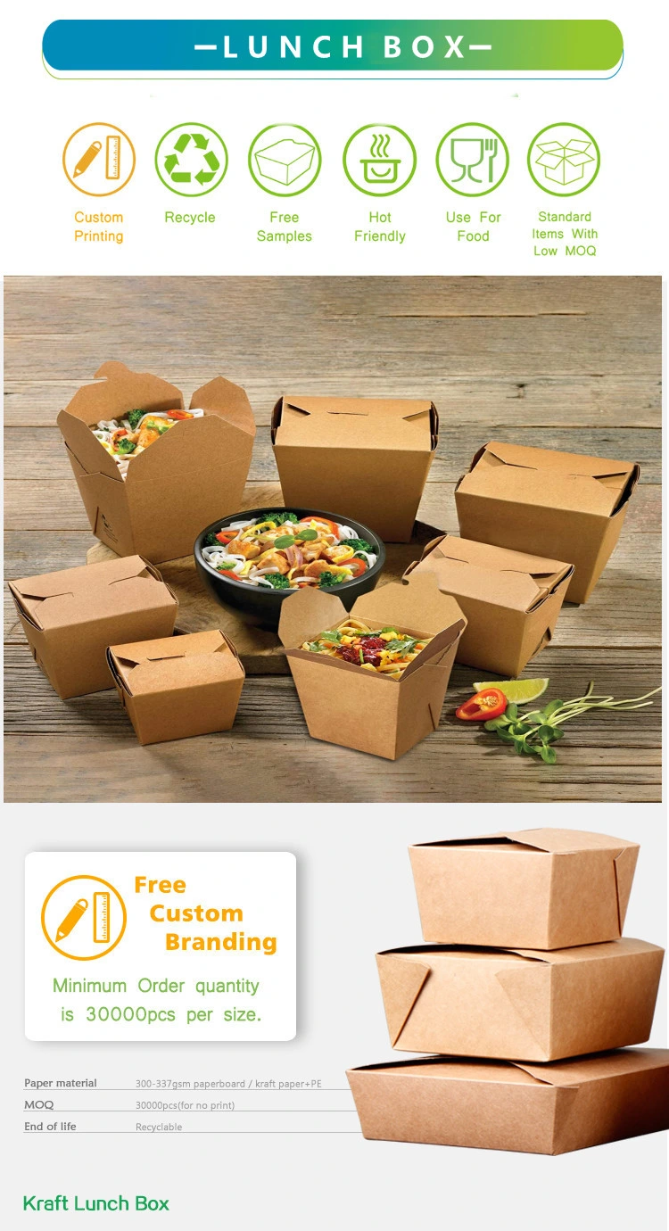 Hot Sale Kraft Paper Container with Transparent PVC Window Take Away Food Packing Boxes