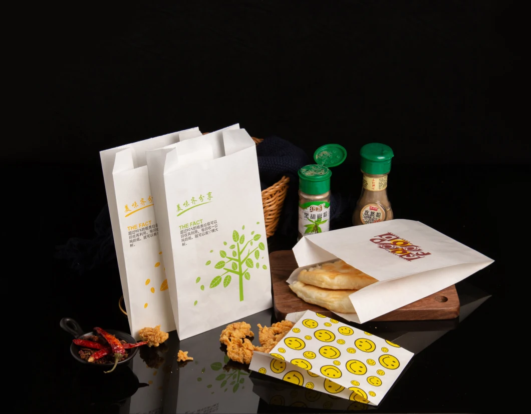 Customized Food Packing Pinch Bottom Greasepfoof Paper Bag