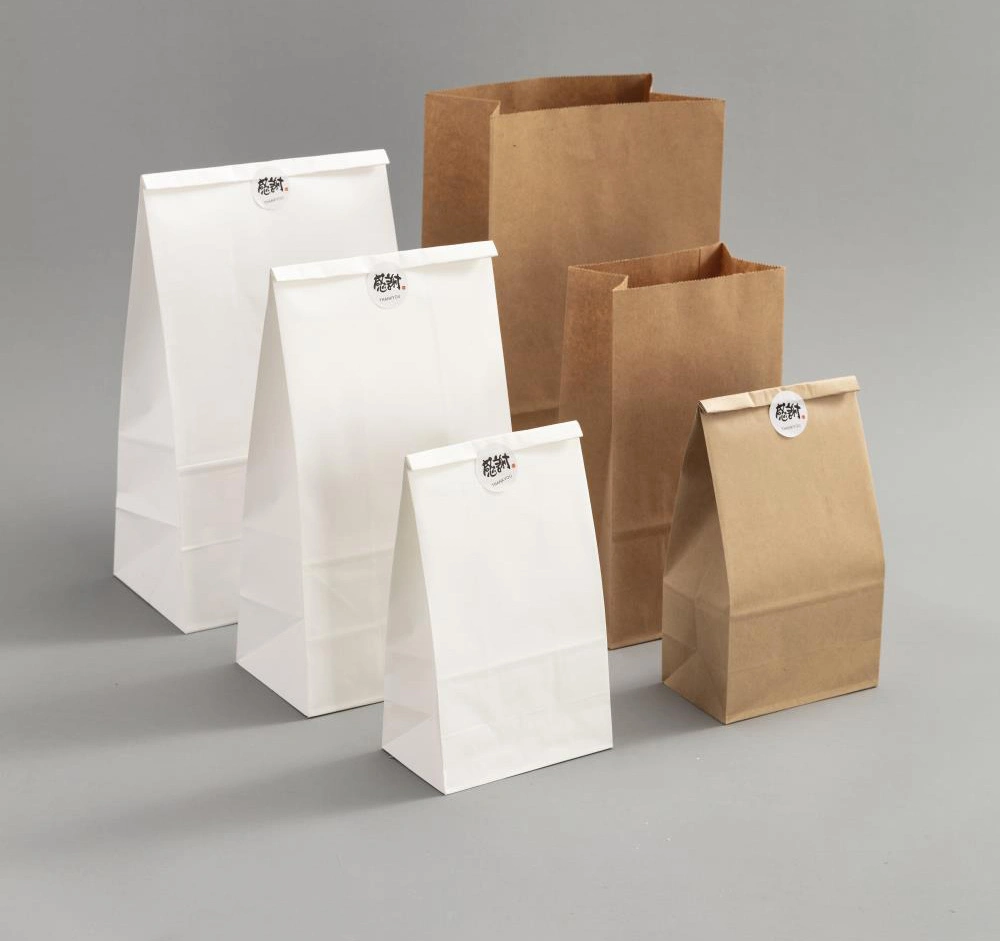 Sos Block Bottom White Pastry Snack Paper Shopping Bags