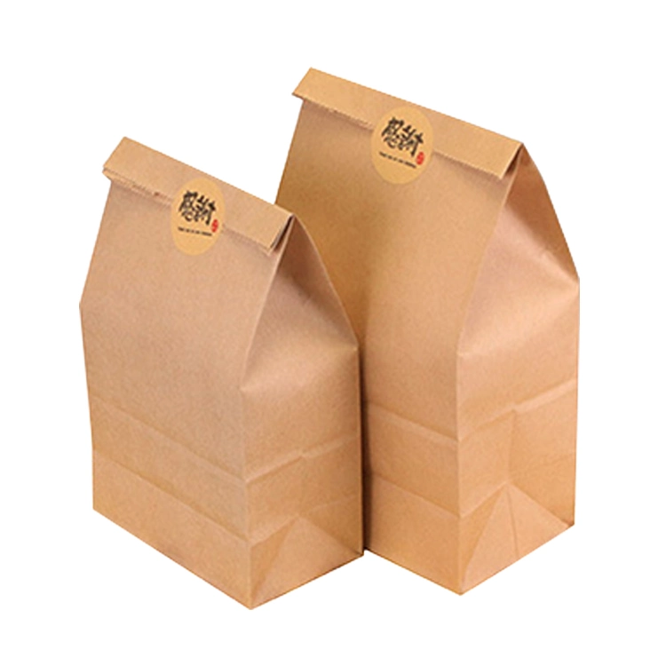 No Handle Kraft Paper Bag for Food Carrying Takeaway Grocery Bag