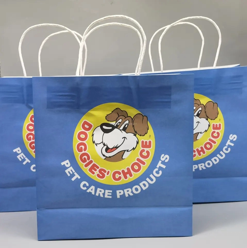 Custom Wholesale Kraft Paper Takeaway Die Cut Handle Paper Bag for Fast Food Packaging