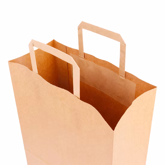 Hot Sale Bread Sandwich Flat Handle Kraft Paper Bag for Fast Food Take Away