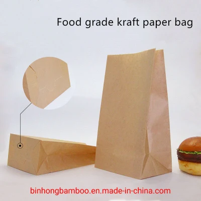Sandwich Food Packaging Snack Food Sos Brown Kraft Paper Bags for Green Tea
