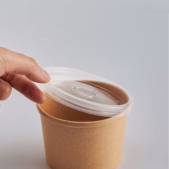 Ecofriendly Biodegradable Compostable Single Wall Cup Kraft Paper Popcorn Bucket for Hot Soup
