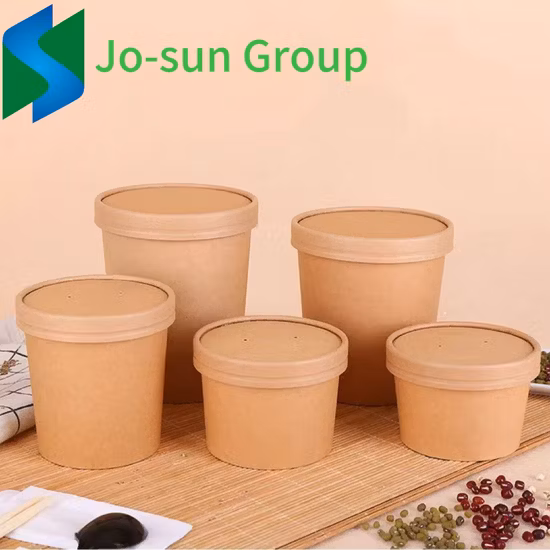 Wholesale Custom Logo Disposable Kraft Paper Food Packaging Takeaway Paper Salad Bowl Paper Salad Box