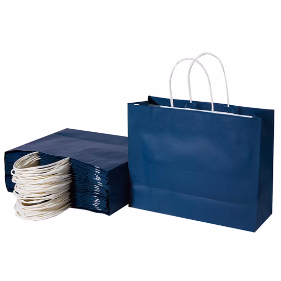 Customized Logo Natural Brown Turnover Top Kraft Paper Gift Bag