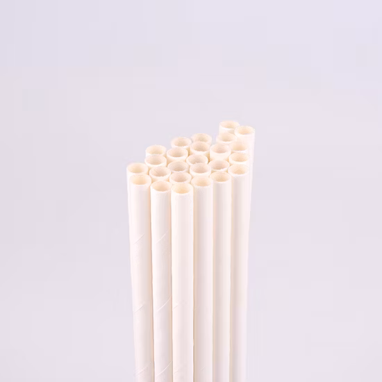 Party Disposable Compostable Paper Straw with Plain White Color