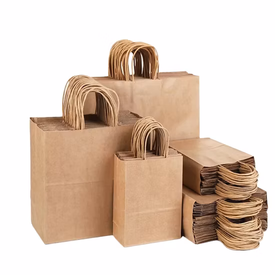 Customized Take Away Food Bag Fashion Shopping Bag Brown Kraft Paper Bags